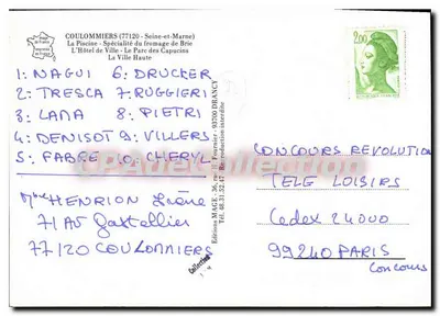 Coulommiers — piscina, queijo, hotel de cidade e parque — editor MAGE, n° 14 — Verso