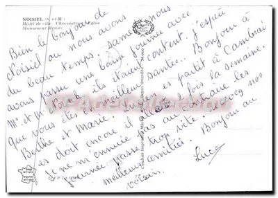 Noisiel — widok miasta, kościoła i jeziora — Stara pocztówka z kolekcji — Rewers