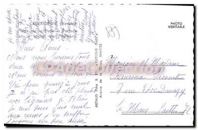 Croix-de-Vie — Praia da Pelle e o rochedo de PR-Hours — Edições Gaby, Nantes — Verso