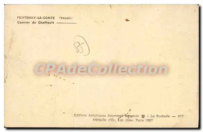 Fontenay-le-Comte — Caserne du Chaffault — Éditions Artistiques Roymond-Bergevin — Rewers
