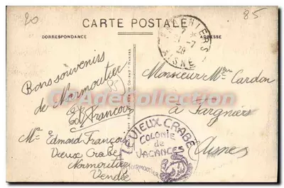 Île de Noirmoutier — Aleja Przeciągnięć — Stara pocztówka n°127, wydawca nieznany — Rewers