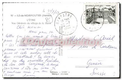 Isle of Noirmoutier — General View of the Village of La Bosse — Editions Gaby — Back