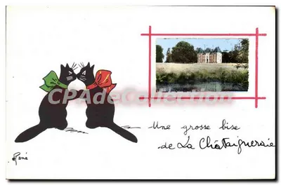 Bilhete postal antigo Uma grande beijo da Chataigneraie