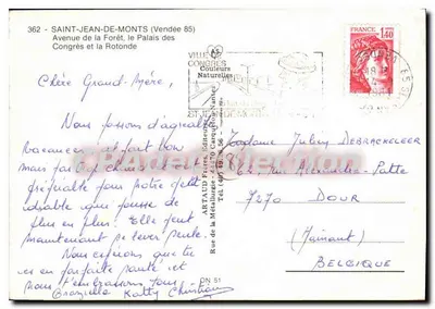 Saint-Jean-de-Monts — Avenue de la Forêt and the Rotonde — Publisher ARTAUD Frères — Back