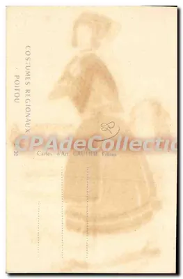 Mulher usando traje regional poitevin — Poitou — editor Cautier Frères, n°20 — Verso