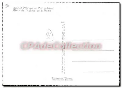 Ligugé (Vienne) — Visão aérea da Abadia Saint-Martin — Éditions Aériennes — Verso