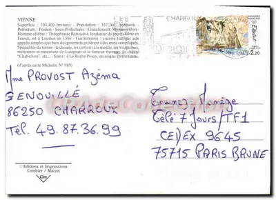 Viena — Carta turística com mapa rodoviário e fotos de locais — Edições e Impressões Combier / Mâcon, n°86 — Verso