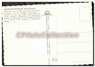 ओरादूर-सर-ग्लेन — डॉक्टर डेसौर्टेअक्स के रूड़ी नष्ट — राष्ट्रीय ऐतिहासिक भवनों के बैंक — पीछे