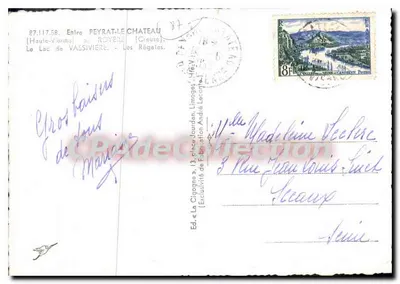 Jezioro Vassivière — Les Régales — Wyd. La Cigogne, nr 87.117.38 — Rewers