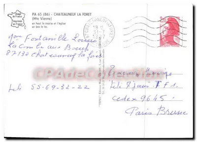 Châteauneuf-la-Forêt (87) — igreja e lago — TEPEC Edições — Verso