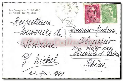 Les Vosges - CHARMES — O Canal dos Moulin — editor 'C. Oim' — Verso