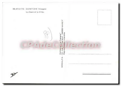 Saint-Dié-des-Vosges — widok z powietrza stacji i miasta — Wydawnictwo 'La Cigogne' — Rewers