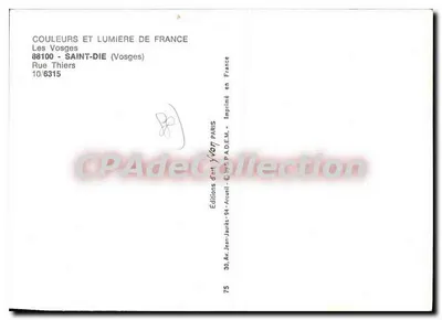 Saint-Dié-des-Vosges — widok z lotu — Wydawnictwo Sztuki Jean-Jaurès — Rewers