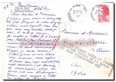 Villa des Fleurs — Dom odpoczynku w Martigny-les-Bains — wydawca nieznany — Rewers