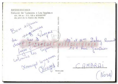 Coluna de Férias « Les Sapins » — Xonrupt-Longemer — editor BARIN — Verso