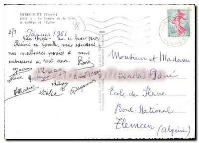 Mirecourt (Vosges) — Il Centro della Città, il Collegio e la Chiesa — CPAdeCollection — Verso
