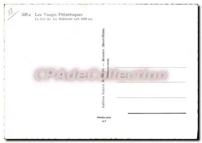 Il Col de La Schlucht — Le Vosges Pittoresques — Edizione Robert H. B20G — Munster — Verso