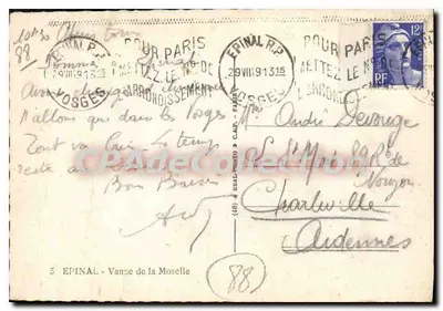 Widok miasta Épinal — na Vologonie — wydawca C. Cap — Rewers