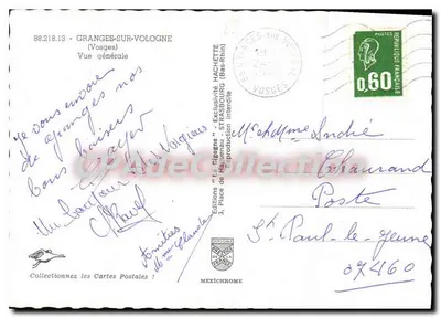 Granges-sur-Vologne — Vista geral — Edições 'La Cigogne', Hachette — Verso