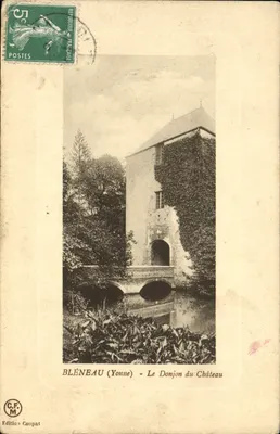 Bilhete postal antigo Torre do Castelo de Bléneau — Editio C.F. Coupat