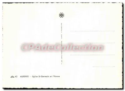 Auxerre — Kościół Świętego Germain i rzeka Yonne — Wydawca: J. Léon Arté Phototechniques, Paryż — Rewers