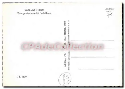 Vézelay (Yonne) — Algemene uitzicht (zuidwestkant) — Edities van Kunst Martel, Parijs — Achterkant