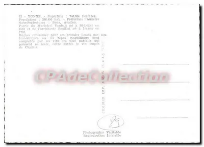 Yonne — carta postal turística com mapa e fotos de locais — Comber IMP. MACON (S.-et-L.) — Verso