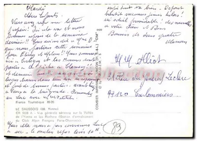 Le Saussois (89) — Vista geral aérea da Valeira do Yonne e as Rochas (Estação de treinamento do Club Alpin Français Paris-Chamonix) — Imprimerie IMACON (71, S.&L.) — Verso