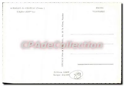 Mailly-le-Château — A Igreja (século XIII) — Edições Gaby, Nantes — Verso