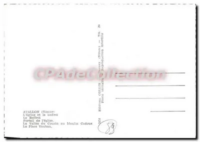 Avallon — Pamiątka z Avallon — Wydawnictwo COLLIN — Rewers