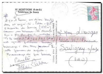 Mont-Dore (P.-de-D.) — Teleferyk Sancy — Éditions d'Art Martel, n° 4836 — Rewers