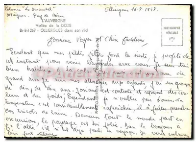 Olliergues — panoramische uitzicht vanaf een boom — uitgave L'Auvergne — Achterkant
