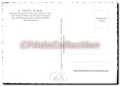 Sala de distribuição das águas captadas — Volvic (P.-de-D.) — Edições do LYS — Verso