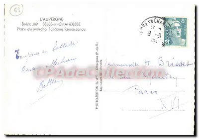 Besse-en-Chandesse — Plac Rynek, Fontanna Renesansowa — G.d'O. (wydawca) — Rewers