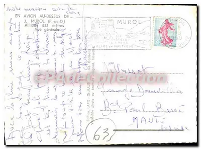 Vista aérea de Murol — Puy-de-Dôme — Edición Lapie, n°63 — Reverso