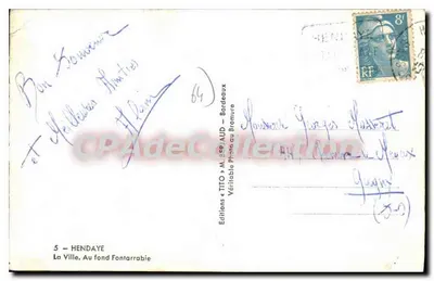 A Cidade, No fundo Fontarrabie — Hendaye — Edições TITO — Verso