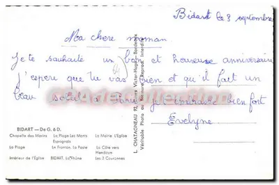Bidart — Vista panorâmica e locais — L. Chatagneau, n°64 — Verso