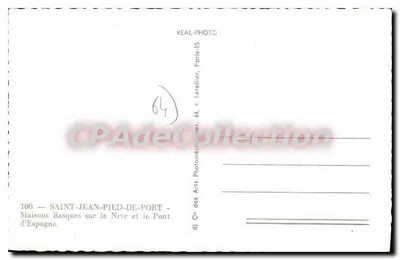 Saint-Jean-Pied-de-Port — Basque Häuser an der Nive und der Spanienbrücke — Cie des Arts Photomécaniques, 44, r. Letellier, Paris-15 — Rückseite