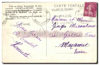 SALIES-de-BÉARN - Establecimiento Termal — n°26, editor A. L. G. (logo visible) — Reverso