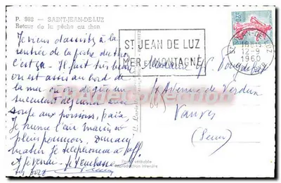 Retorno da pesca de atum — Saint-Jean-de-Luz — editor Laviolle, n° P. 988 — Verso