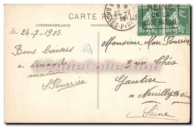 Bilhete postal antigo Costa Basca Ascain Sare Col de St Ignace Estação de partida do Funicular da Rhune com surpresas — Verso