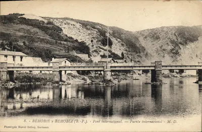 Béhobie y Behobia (B.-P.) — Ponte internacional — Fototipia Marcel Delboy, Bordeaux