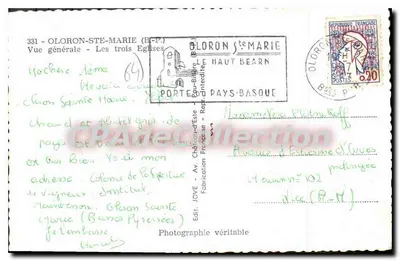 Oloron-Sainte-Marie — Vista geral — As três igrejas — Edit. JOVE — Verso