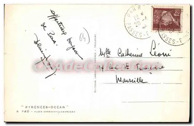 Pau - Place Georges-Clemenceau — wydawca Éditions Labouche Frères, Toulouse, n°8 — Rewers