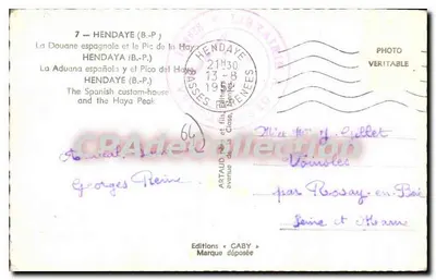 Hendaya (B.-P.) — A Alfândega Espanhola e o Pic de la Haye — Éditions Caby — Verso