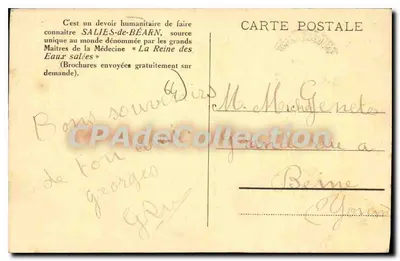 Zakład leczniczy Salies-de-Béarn — B.P. — wydawca nie widoczny — Rewers