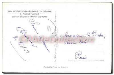 Béhobie — O Ponte Internacional — Editor Elcé — Verso