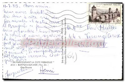 Kap Banyuls-sur-Mer — widok z portu i wieży morskiej — wydawca APA — Rewers