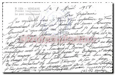 Ponte internacional em Hendaye — Fronteira franco-espagnola — editor Laricille, n° 1204 — Verso