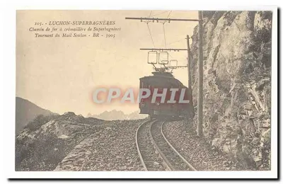 Tournant du Mail Soulán - Luchon-Superbagnères — Chemin de fer à crémaillère - BR - 3905